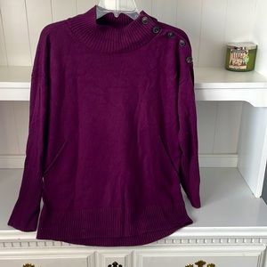 Talbots Mockneck Sweater with Button Detail, Size L